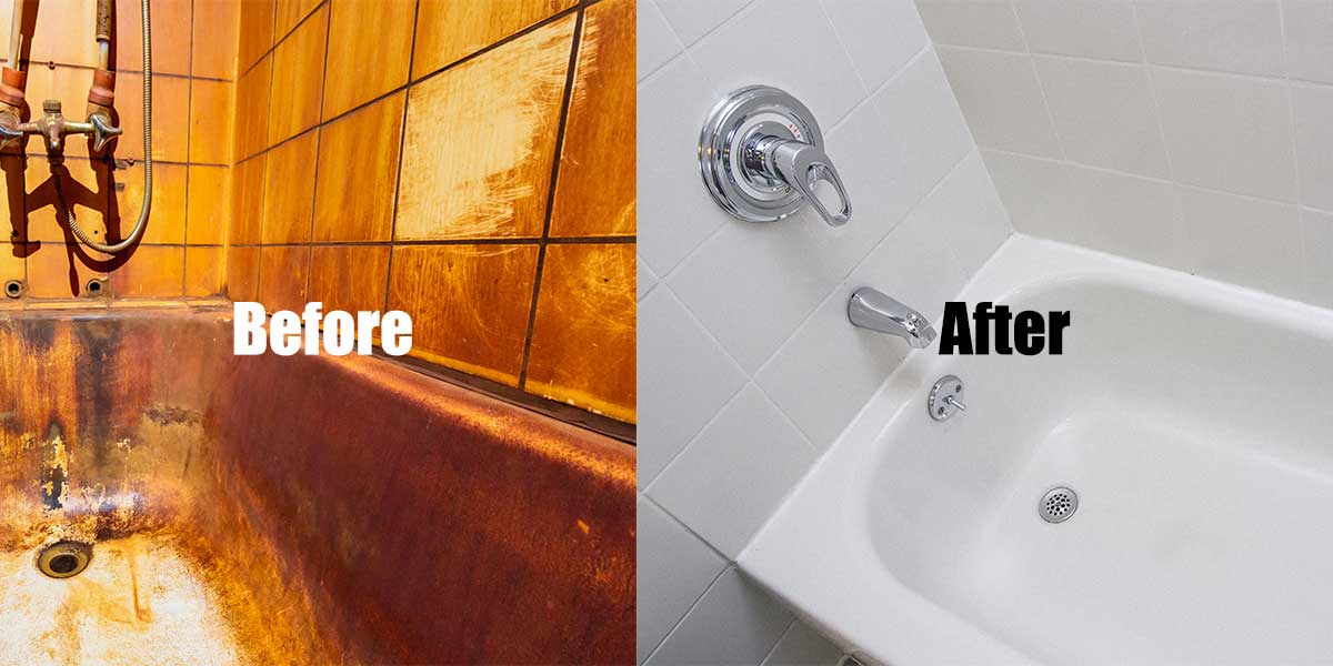 Dark orange/brown iron stains in your bathtub and sinks - Mr. Clean